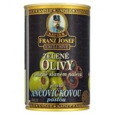 Оливки Kaiser Franz Josef Exclusive Zelene olivy v mirn slanem nalevu plnne anovikovou pastou 3