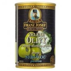 Оливки Kaiser Franz Josef Exclusive Zelene olivy v mirn slanem nalevu plnne syrovou pastou 300г