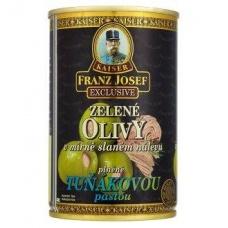 Оливки Kaiser Franz Josef Exclusive Zelene olivy v mirn slanem nalevu plnne tuakovou pastou 300г