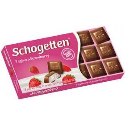 Шоколад Schogetten yoghurt strawberry cokolate 18 часточок 100 г