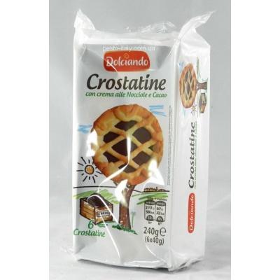 Печиво Dolciando Crostatine con crema all nocciole e cacao 240 г