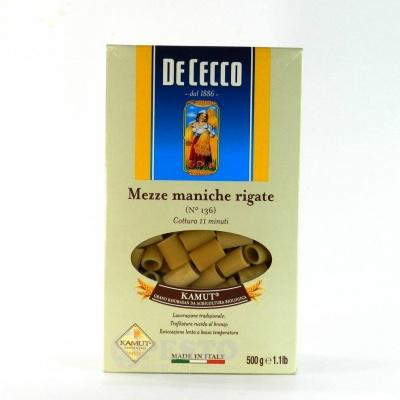 Біологічно чисті та безглютенові De cecco Mezze Maniche Rigate 0.5 кг