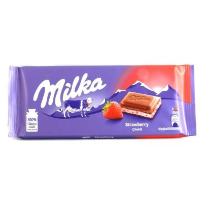 Шоколад Milka молочный с йогуртом и клубникой 100 г