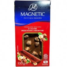 Шоколад молочный Magnetic с орехами 100г