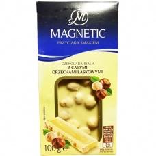 Шоколад белый Magnetic с целыми орехами 100 г