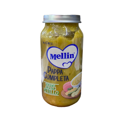 Повнораціонне дитяче харчування Mellini з овочами, макаронами та телятиною 250 г