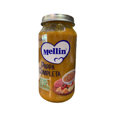 Повнораціонне дитяче харчування Mellini з овочами, макаронами та куркою 250 г