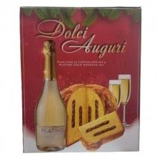 Подарунковий набір Dolci Auguri шампанське + панеттон із кремом тірамісу 900г