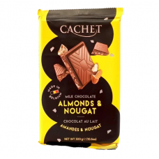 Шоколад молочний Cachet almonds nougat з мигдалем та нугою 300г