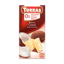 Шоколад без глютену та цукру  Torras з кокосом 75гр