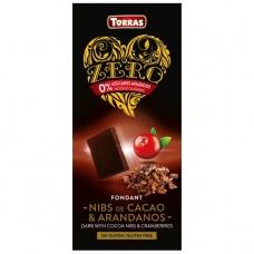 Шоколад без глютена и сахара Torras Zero черный с клюквой 125г