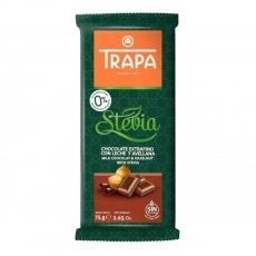 Trapa - Stevia шоколад молочний з фундуком без глютена та цукру 75 г