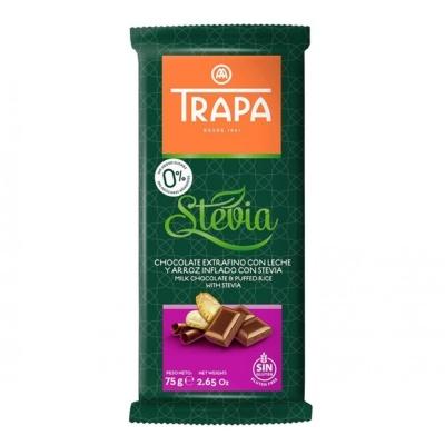 Trapa - Stevia шоколад без глютена та цукру "Молочний з рисовими кріспами" 75г