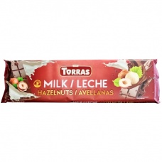 Шоколад Torras молочний з цілим лісовим горіхом без глютену 300г