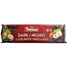 Шоколад Torras чорний з цілим лісовим горіхом без глютену 300г