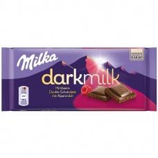 Шоколад Milka Darkmilk з малиною 85г