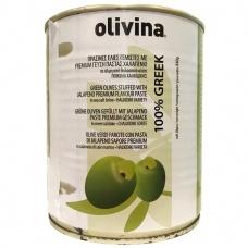 Оливки зелені, грецькі Olivina з халапеньо 840г