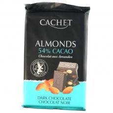 Шоколад Cachet чорний з мигдалем 54% какао 300г