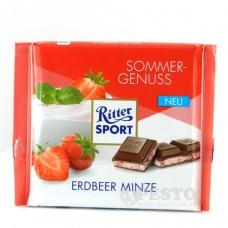 Шоколад Ritter Sport з смаком полуниці і мятою 100 g