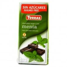 Шоколад Torras без глютену та цукру мята 75гр
