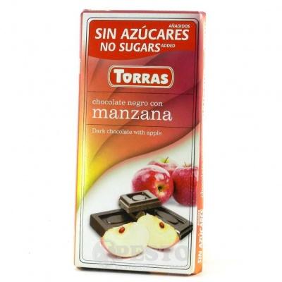 Шоколад Torras без глютену та цукру з яблуком 75 г