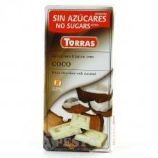 Шоколад без глютену та цукру Torras з кокосом 75гр