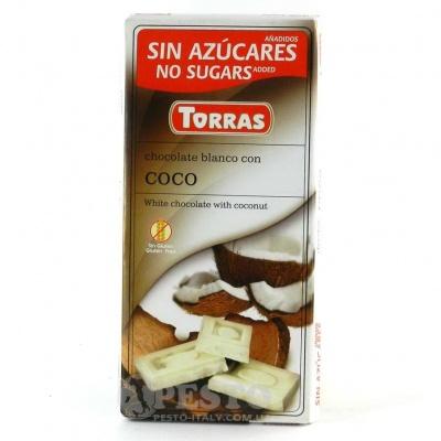 Шоколад Torras без глютену та цукру з кокосом 75 г