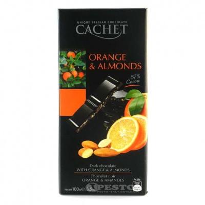 Шоколад Cachet апельсин та мигдаль 57% какао 100 г