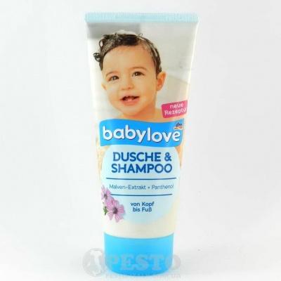 Дитячий шампунь і гель для душу Babylove dusche &amp; shampoo з пантенолом 200мл 