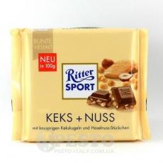 Шоколад Ritter Sport з кексом та горіхом 100г