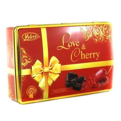 Шоколадні Love Cherry з вишневим лікером металева коробка 290 г