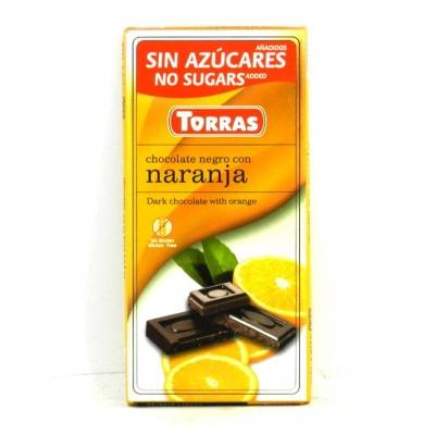 Шоколад Torras без глютену та цукру апельсин 75 г
