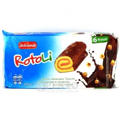 Печиво Dolciando Rotoli шоколадні рулетики 6 шт по 37 г