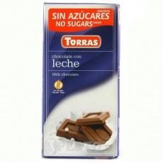 Шоколад Torras без глютена и сахара молочный 75 г
