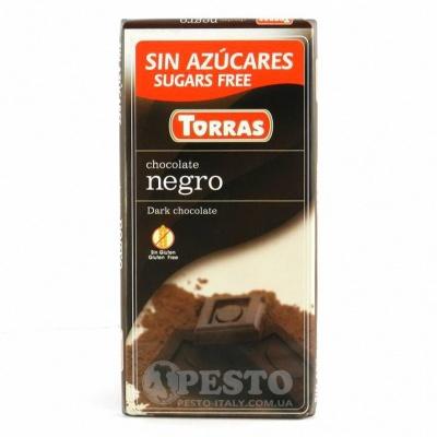 Шоколад Torras без глютену та цукру чорний 75 г