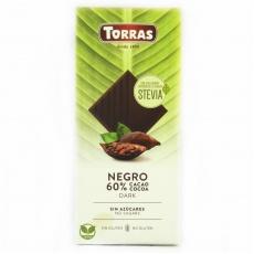 Шоколад без глютену та цукру Torras Stevia чорний 100г