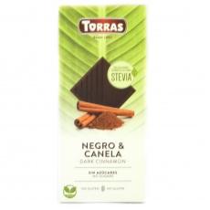 Шоколад без глютену та цукру Torras Stevia чорний з корицею 125г