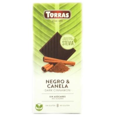 Шоколад Torras Stevia чорний з корицею без глютену та цукру 125 г