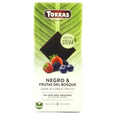 Шоколад Torras Stevia чорний з лiсовими фруктами без глютену та цукру 125 г