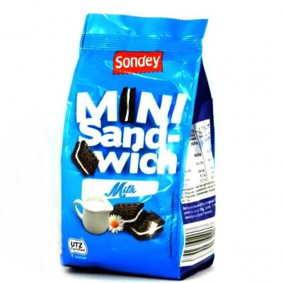 Печиво Sondey mini sand-wich шоколадне з молоком 150 г