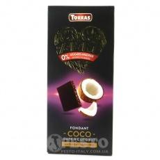 Шоколад без глютену та цукру Torras чорний з кокосом 125г