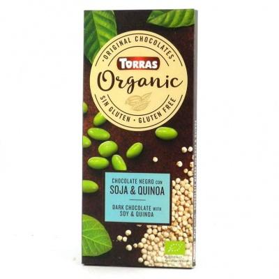 Шоколад Torras Organic чорний 52% какао соя та кіноа 100 г