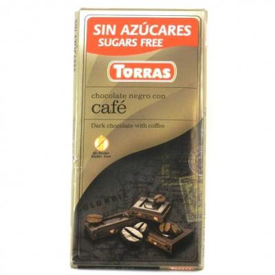 Шоколад Torras без глютену та цукру чорний з кавою 75 г