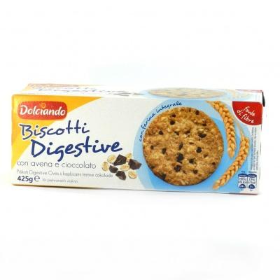 Печиво Dolciando Biscotti Digestive зі злаками та шоколадом 425 г