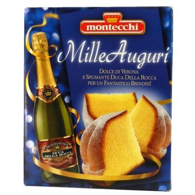 Панеттони Montecchi Mille Auguri 0.75 кг та шампанське 0.75 л (набір)