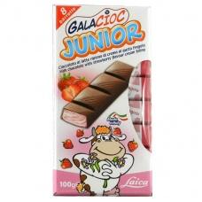 Шоколад порційний Laica Galacioc Junior молочний з полуничною начинкою 100г