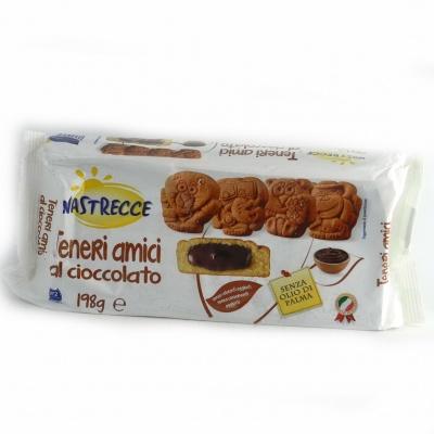 Печиво Nastrecce милі звірята з шоколадною начинкою 198 г