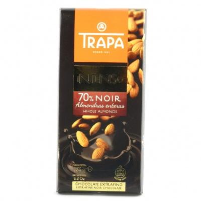 Шоколад Trapa intenso черный 70% с миндалем 175 г