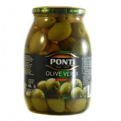 Зелені Ponti olive verdi giganti з кісточкої 1 кг