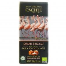 Шоколад Cachet bio organic молочний з карамелю та морською сілю 100г